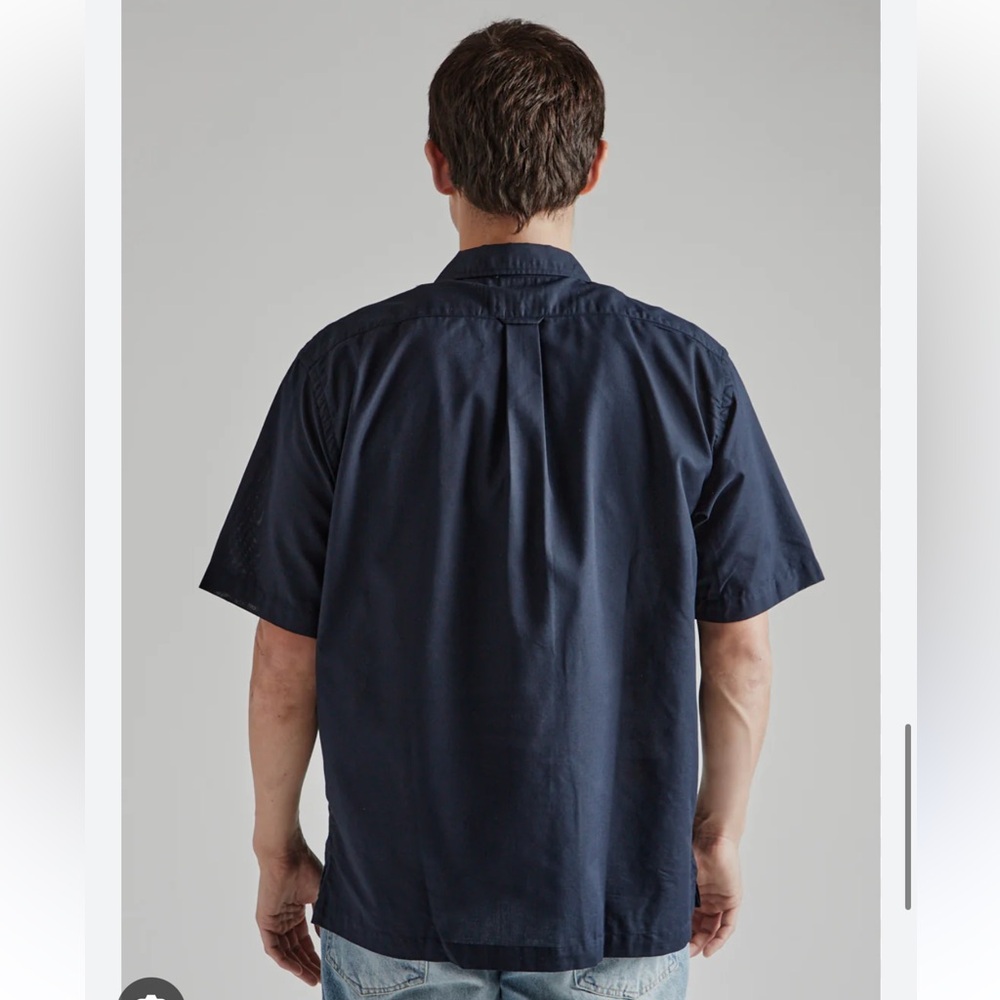 OAMC FARFETCH Cotton Navy Short Sleeve Casual Shirt Mens SZ XL Made in Portugal